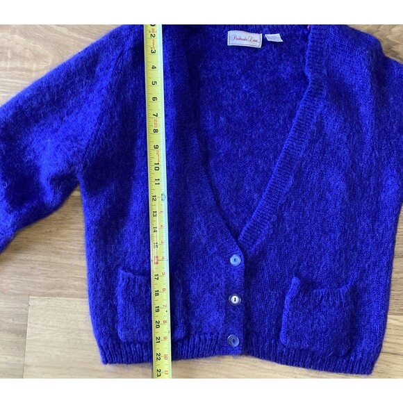 Vtg Mohair Blend Cardigan Violet Long Sleeve L Sweater Womens Fuzzy 80s Luxury - Picture 13 of 14